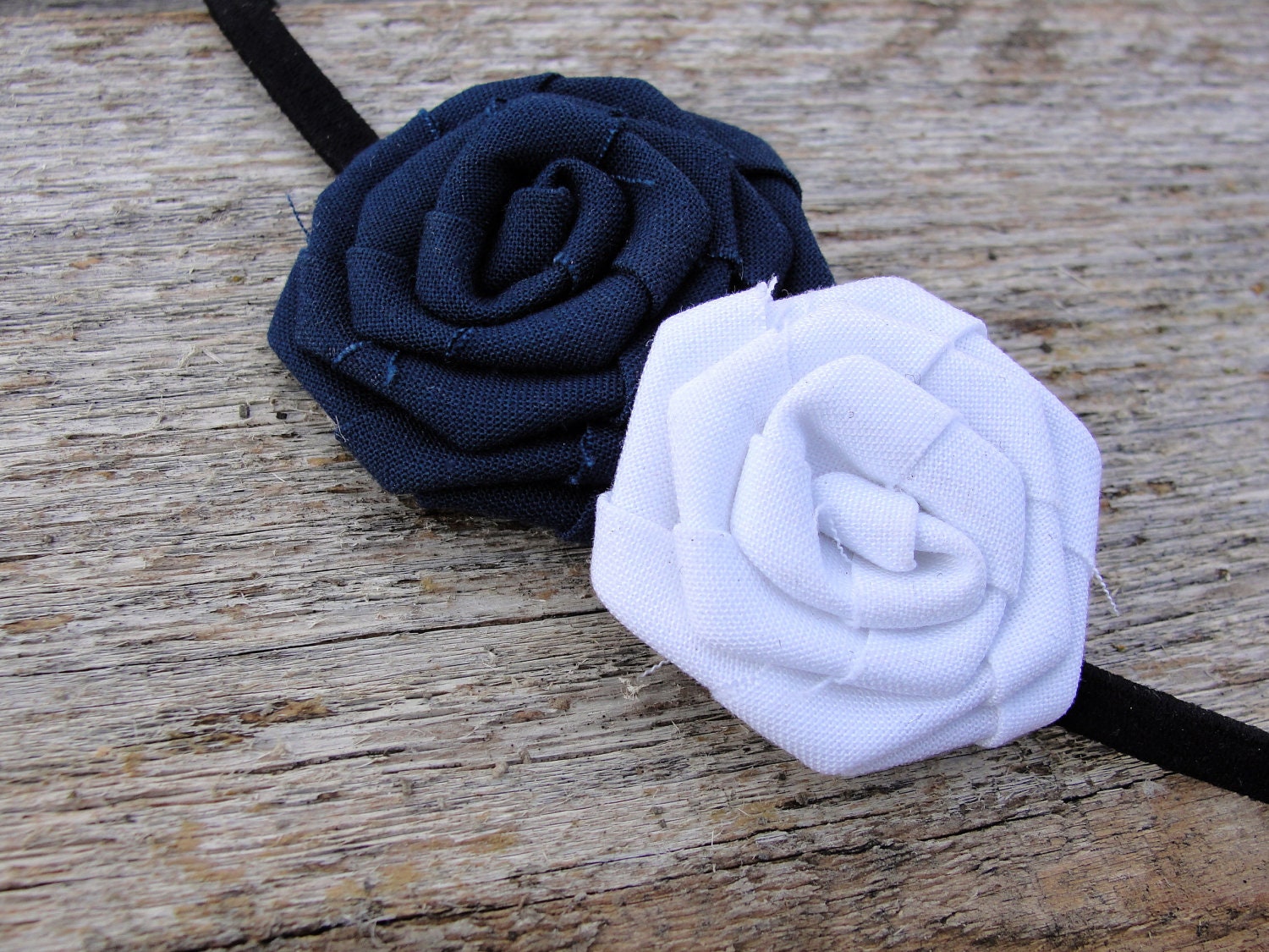 Go Navy Blue and White Team Colored Fabric Flower Headband