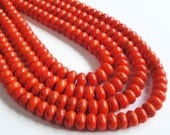 Hot Orange Rondelle Howlite Beads 16 inch strand 8mm x5mm