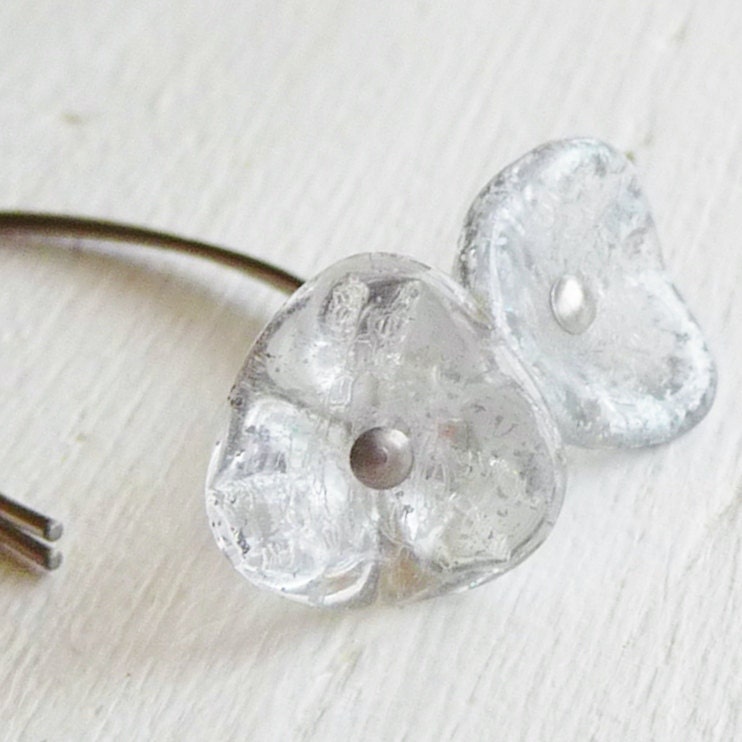 Silver Wash Flowers on Niobium Earrings, Nickel Free Hypoallergenic Earrings for Sensitive Ears, Silvery Flowers, Silver Gray Niobium