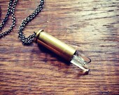Brass Multi Crystal Bullet Necklace