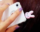 Super Cute Iphone 4 / 4s / ipad phone ear plug, Pink Rabbit