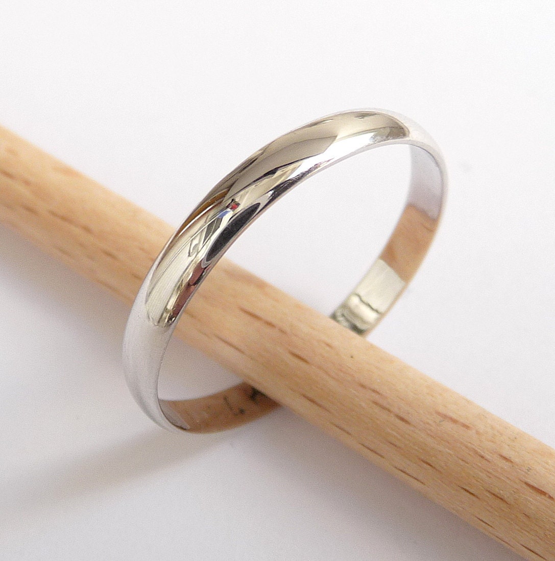 White gold wedding ring women men wedding band 3mm wide classic gold ring