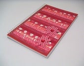 Red Spiral Journal with Gingham Flowers