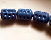 5 Vintage Teal Lucite Dimpled Tube Beads DESTASH