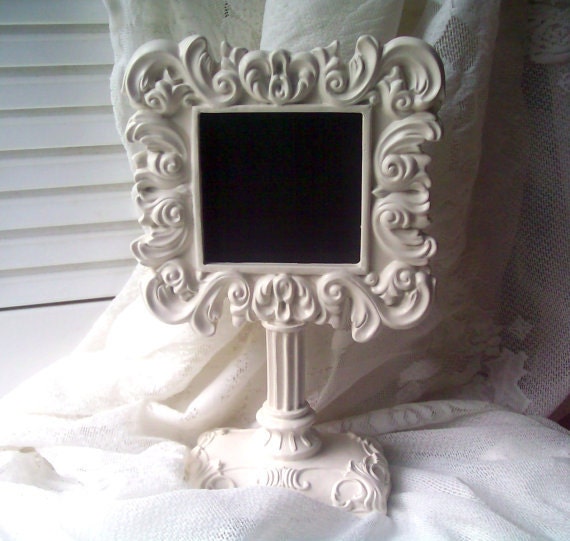 Chalkboard Frame White Pedestal Frame White Cottage Chic Chalk Board Menu Wedding Kitchen Decor