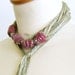 Skinny scarf lariat fiber necklace scarf necklace cotton ceramic long grey beige magenta vegan ooak ceramic beads women curationnation