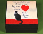 Wooden Keepsake Box- Cat Man Gift