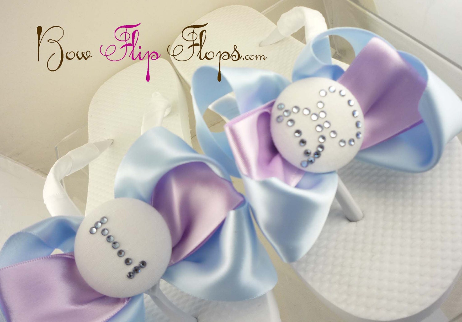 Bridal Flip Flops Rhinestone heel rhinestone flip flops Wedding Choose color Bow Something Blue bridesmaids, Bridal Shower