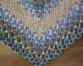 Handmade Sky Blue Braided Heart Shaped Rug