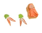 Small carrots rubber stamp hand carved handmade one inch