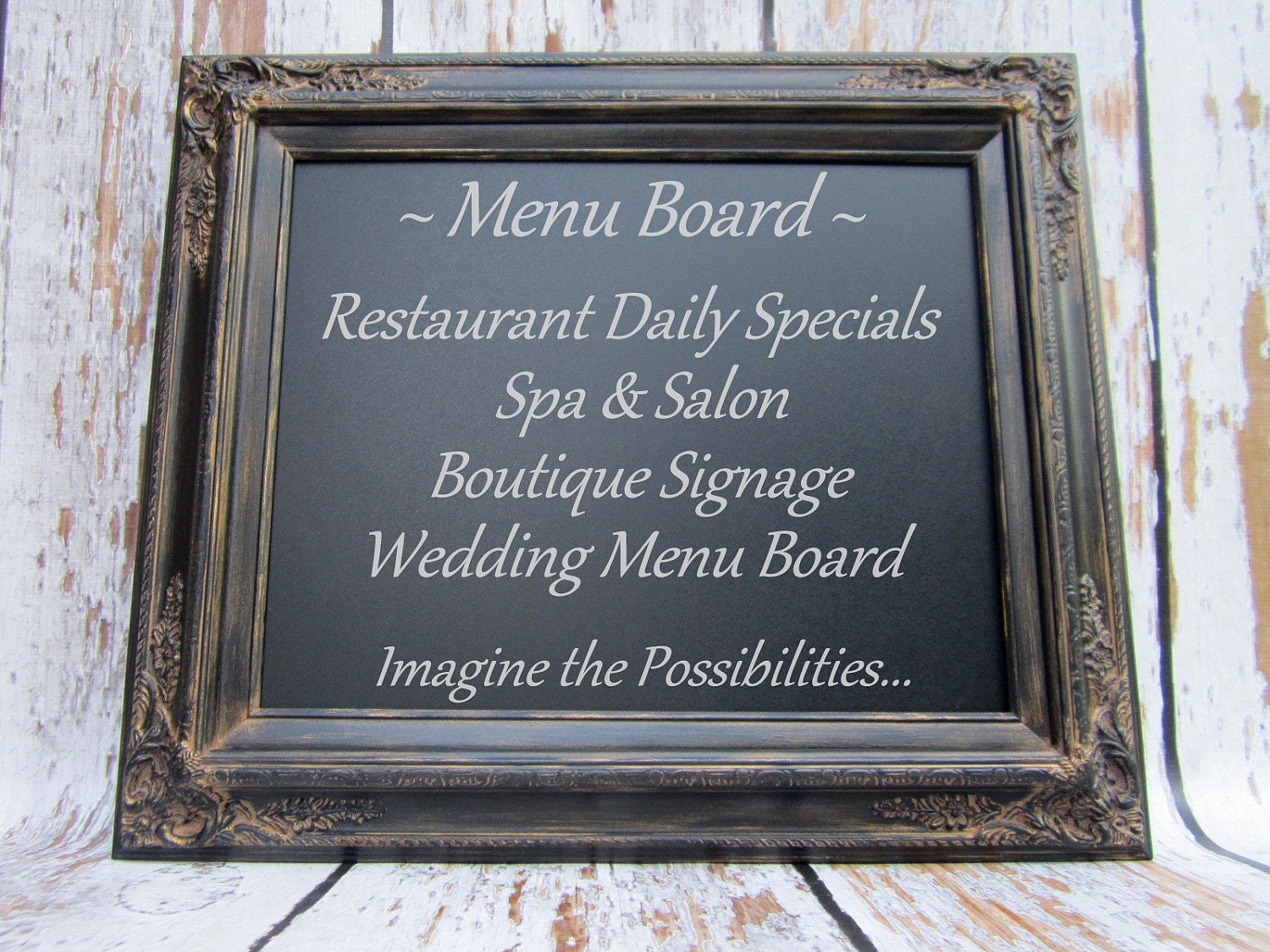 CHALKBOARD MENU - Black Modern Blackboard Industrial Home Decor Bar Kitchen 27"X 23" Black Framed Kitchen Chalkboard