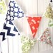 9 Feet Banner, 21 Flag Bunting, Navy Blue, Red, Apple Green, Chevron, Polka Dots, Damask and Flowers, Wedding, Birthday Garland