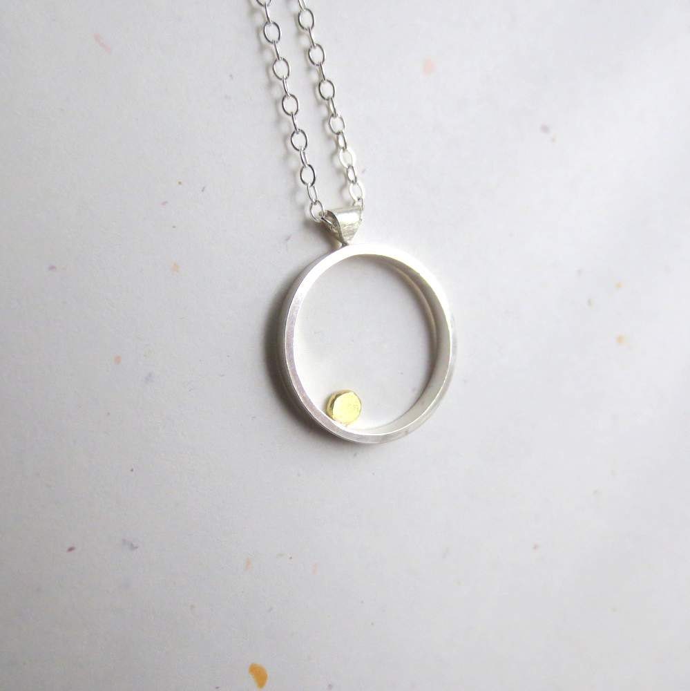 Recycled 18k Gold and Sterling Silver Orbit Necklace