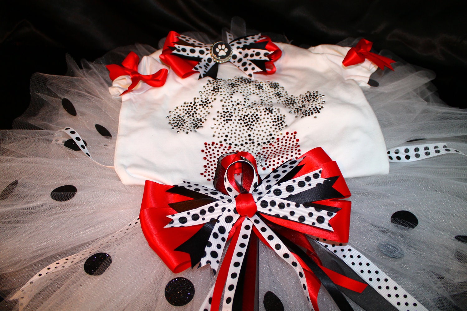 Dotty the Dalmation Bling Tutu Set--Adorable and Unique--Matching Dalmation Leg Warmers Avail