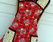 Retro Style Full Apron in Vintage Fabrics One of a Kind