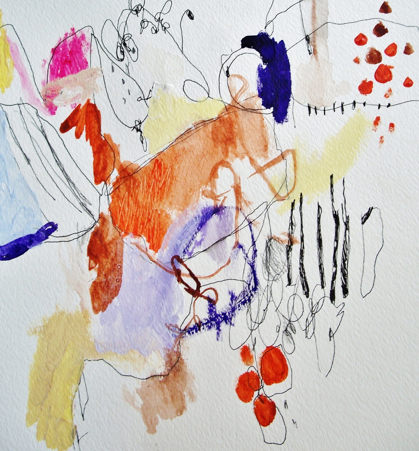 Stop the Clock- Mixed Media Original- 11x15- Bright, Colorful Abstraction