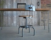 Wood desk with mid century Hairpin legs with 1 drawer included, 48" l x 26" w x 30" h, 1.65" top