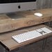 Small wood desk with mid century hairpin legs, 32" x 11.5" w x 29.5" tall, 1.65" top with drawer included, no keyboard tray