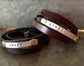 Personalized Leather Wrap Adjustable Bracelet Namaste Bliss