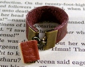Leather Miniature Book Ring Mini Book Dangle Ring Red
