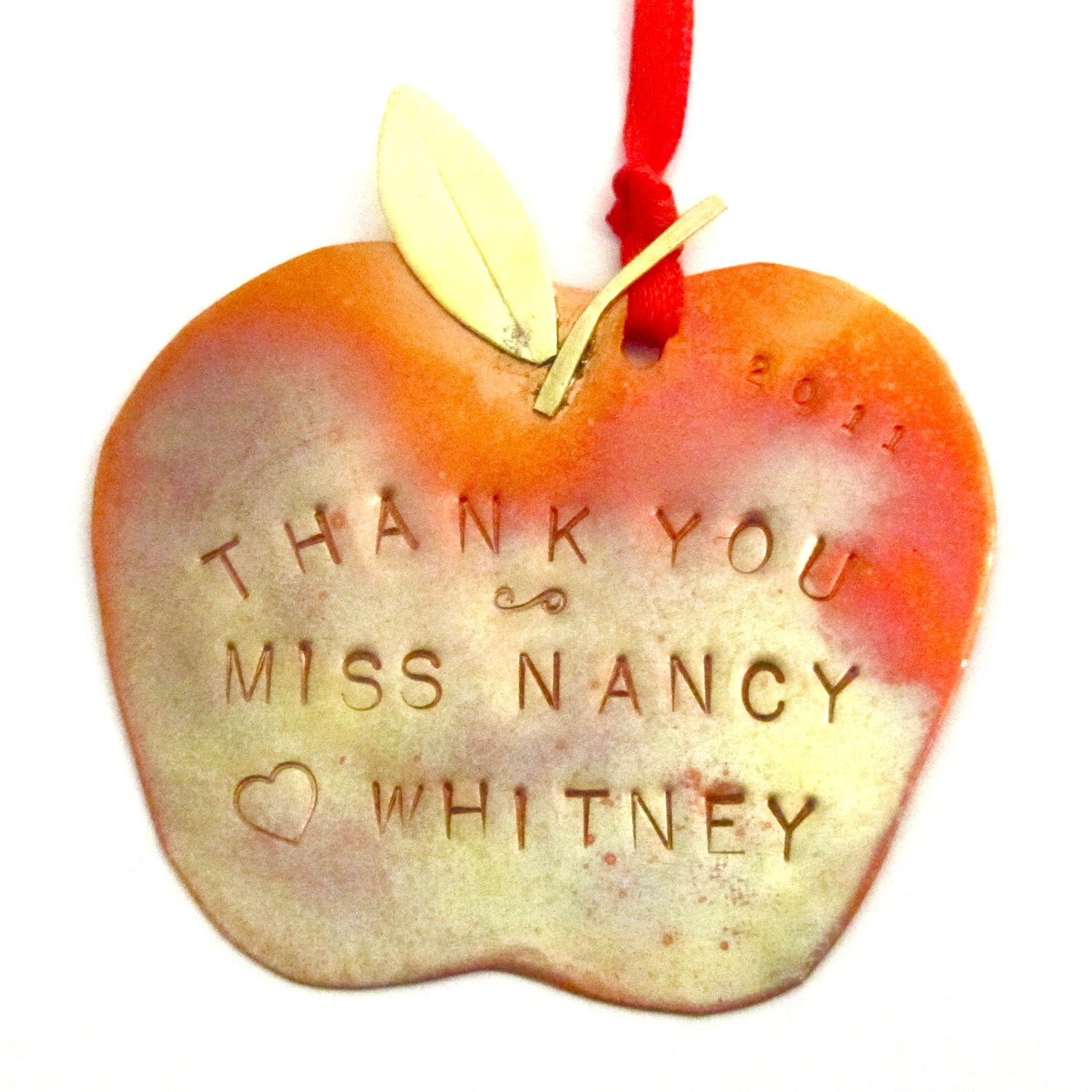 Thank You Personalized Apple Ornament Teacher Gift Back-to-School
