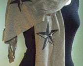 Grey French Terry Scarf Screen Printed with Black Nautical Star