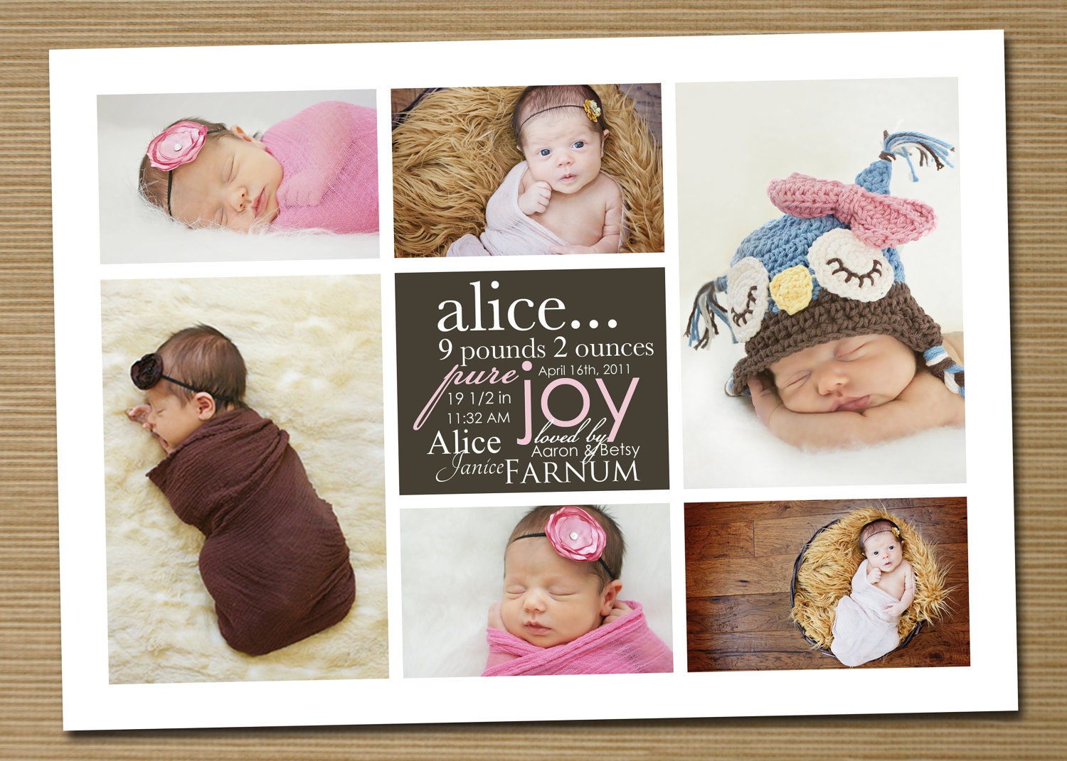 Baby Announcement: Baby Boy, Baby Girl Print Your Own Birth Announcement (Nolan collage)