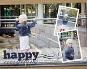 Photo Christmas Card, Holiday Card: PRINTABLE ("Nolan 3 photo" Christmas custom card)