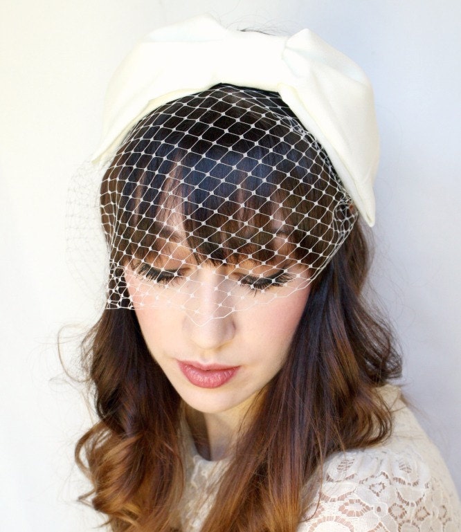 Miss Charlotte- Turban Bow Headband with Veil