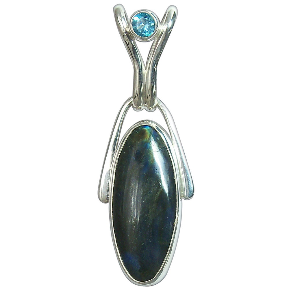 Labradorite Blue Topaz and Sterling Pendant, plabh2141