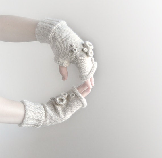 Reserved listing,okapi knitted handwarmers, 2012  fashion trend, Paris - okapiknits