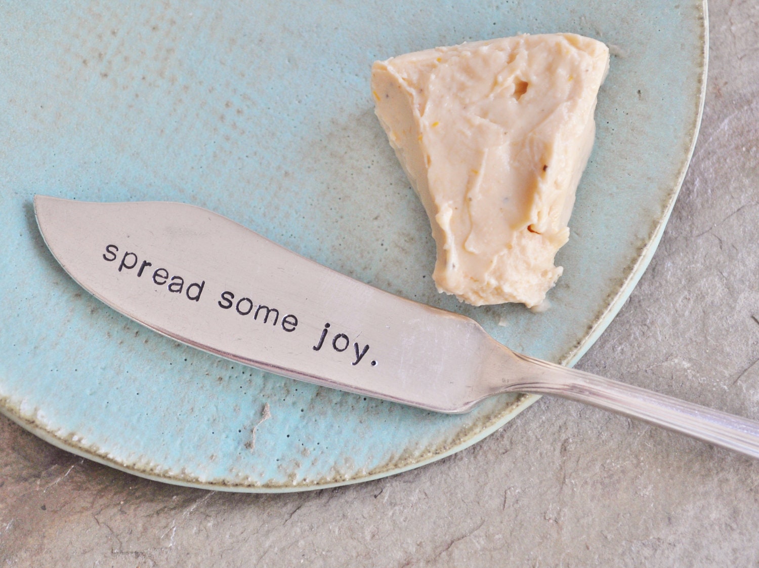 Spread Some Joy - Hand Stamped Vintage Butter Knife or Cheese Spreader- Perfect for Holiday Parties