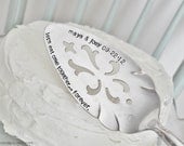 Let's Eat Cake Together...Forever - Hand Stamped Vintage WEDDING CAKE SERVER Personalized with Bride & Groom's Names and Wedding Date
