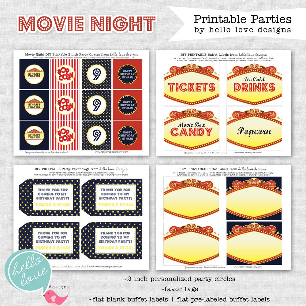 Movie Night Birthday Party Collection - DIY Printable