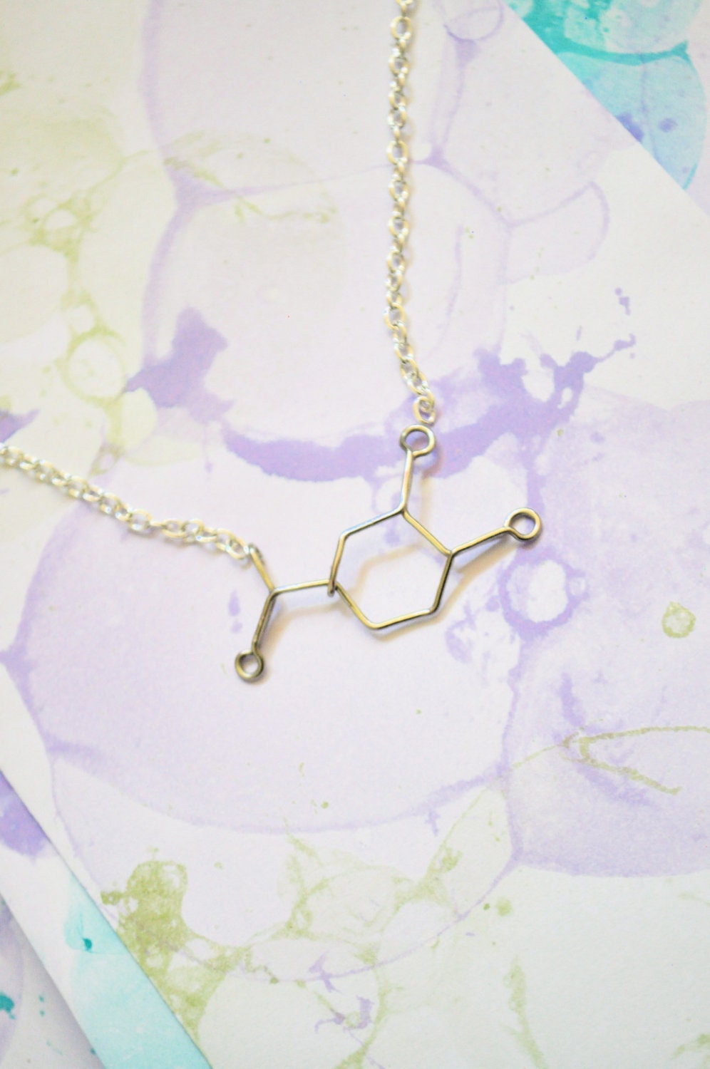 Vanilla Molecule Necklace - Gift for a Foodie or Chef - Cute Yummy Silver Food Science Jewelry