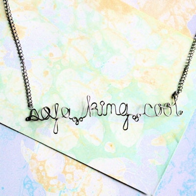 Sofa King Cool Necklace - Funny College Humor Jewelry - Silver Wire Word Cursive Novelty Gift Necklace