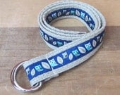 D-Ring Belt - Toddler Children Kids - Navy Owls on Buff/Khaki