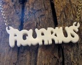Bone Aquarius Astrological Sign Necklace