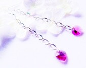 Fuchsia Heart Earrings- Long, long dangles-Pink Color Therapy while you sit back and enjoy them...