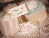 Love is Sweet Cupcake Sticks - cream and twine bows
