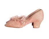 Vintage 30s pink boudoir slippers with marabou trim size Uk 3  Eu 35.5, Us 5.5, Au 4