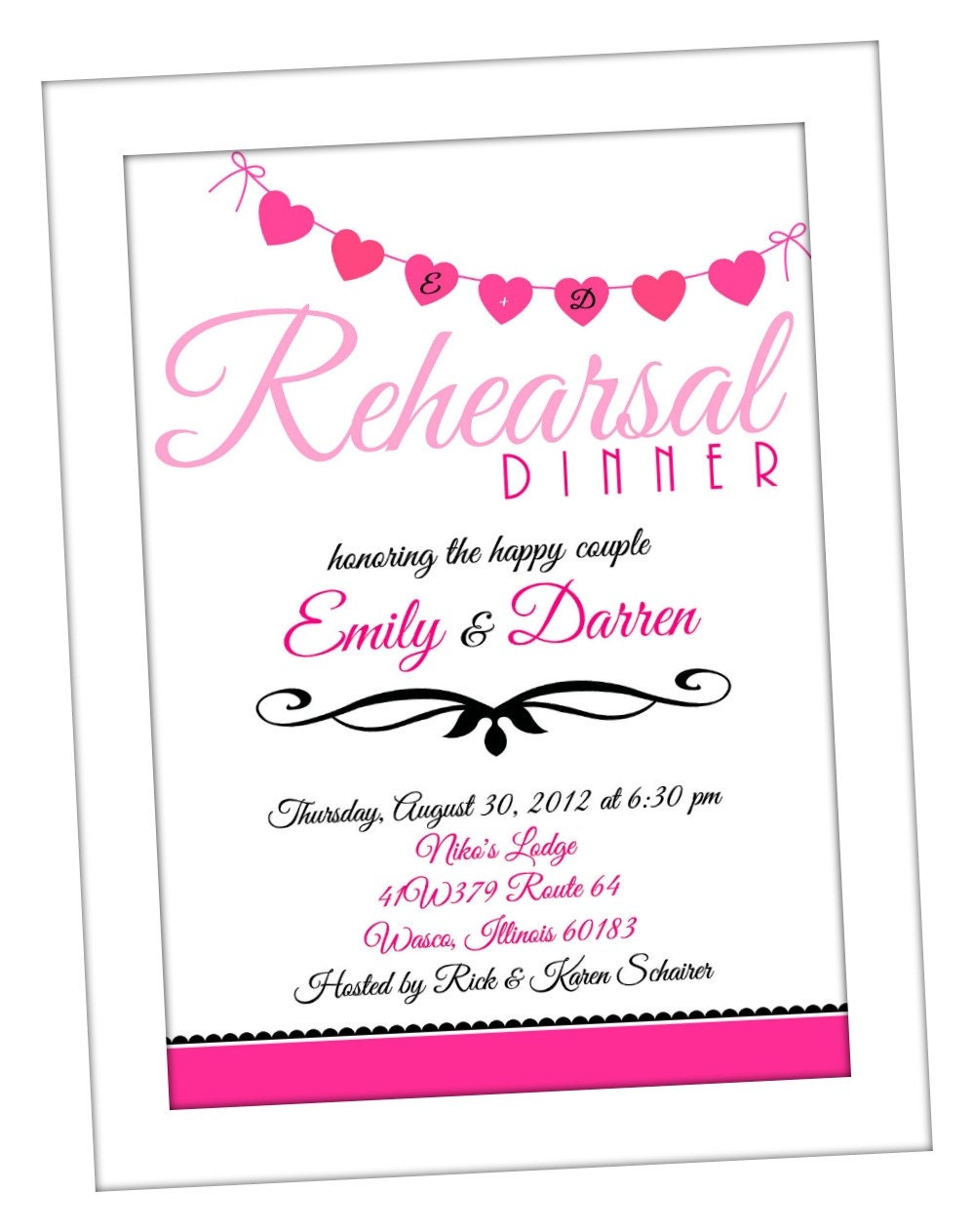 Rehearsal Dinner Invitation - Modern Hearts - Digital File Il_570xn