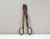 Vintage Wissaloy 16 in. Tin Snips / Metal Shears, Rustic, Chippy Blue & Yellow Paint, Industrial, Hardware