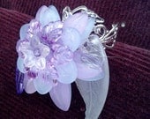 Flower Angel, adjustable ring in shades of purple lucite