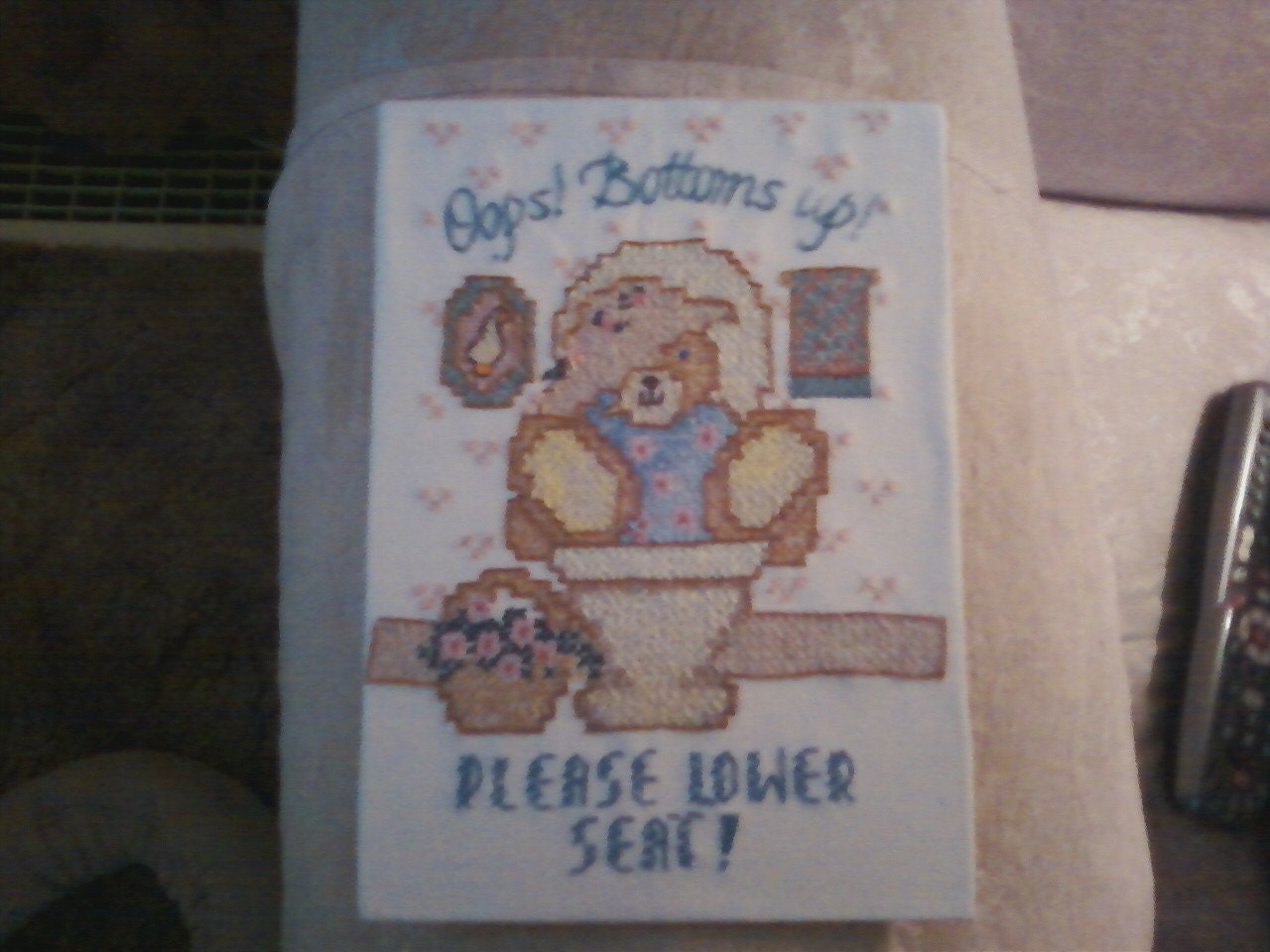 Finished cross stitch Bathroom