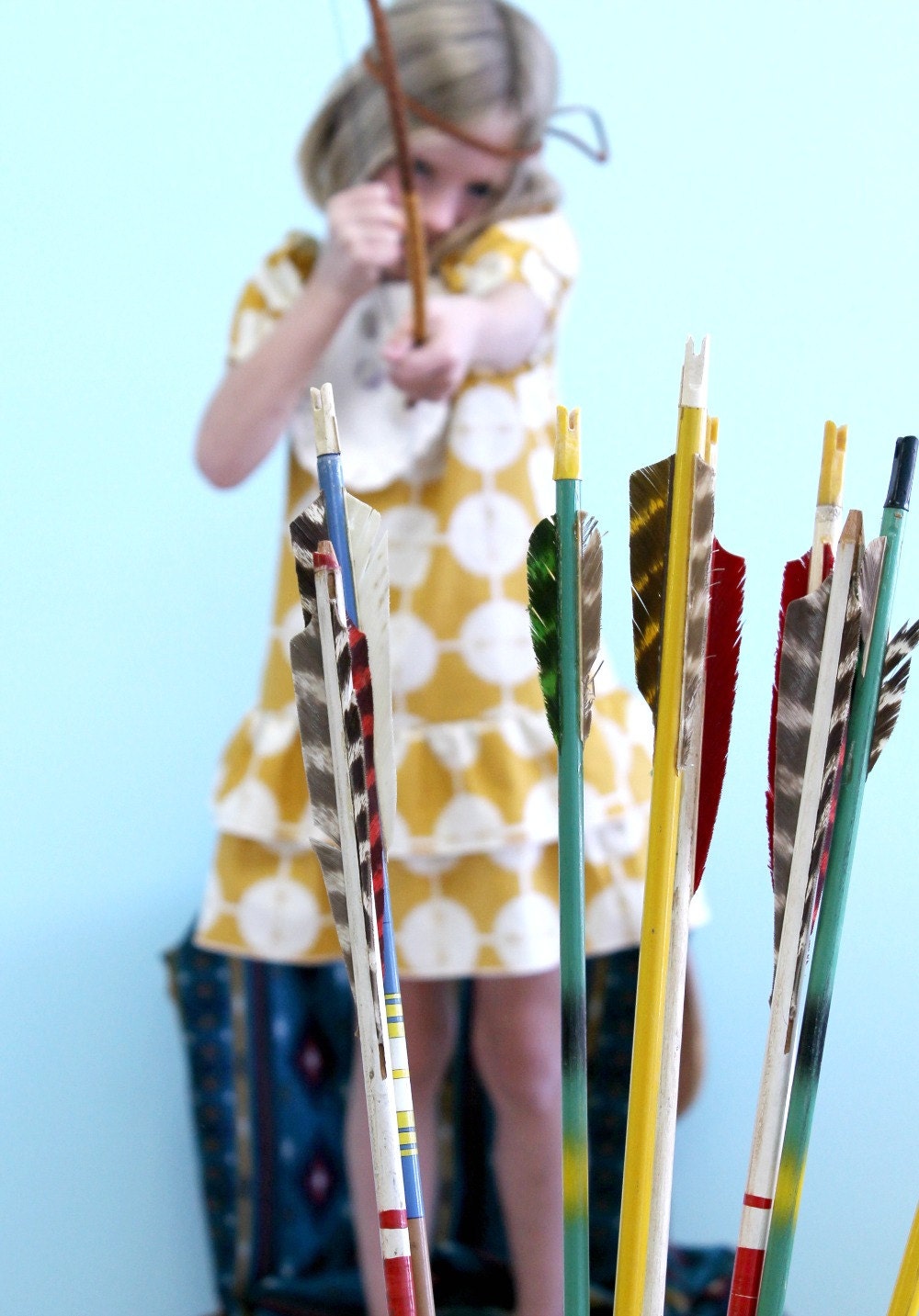 Native Princess mustard drop waist ruffle dress