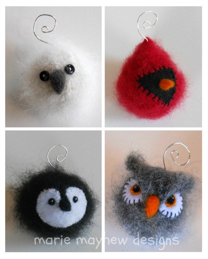 PATTERN-BOOKLET. A Knit & Felt Wool Holiday Bird Ornaments Pattern