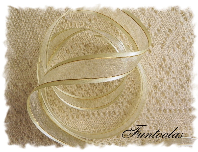 Organza Ribbon 7/8 inch - Soft Yellow with gold shimmer