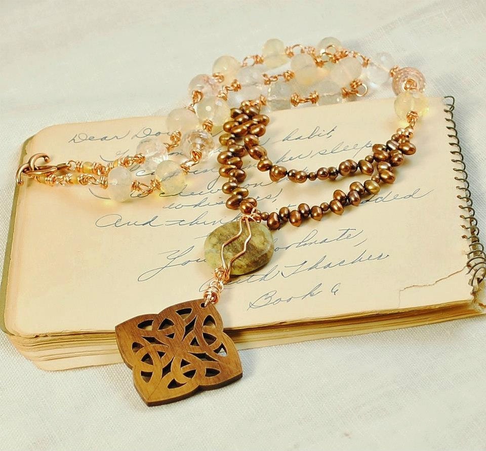 Connemara Marble with Wooden Celtic Knot Necklace