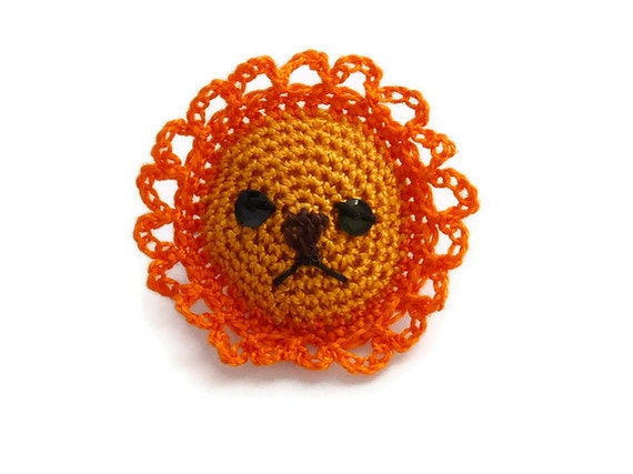 Tiny Lion Brooch Crochet Amigurumi Animal